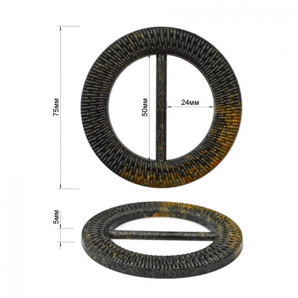 Пряжка пластик, 5см, цвет графит+рыжий